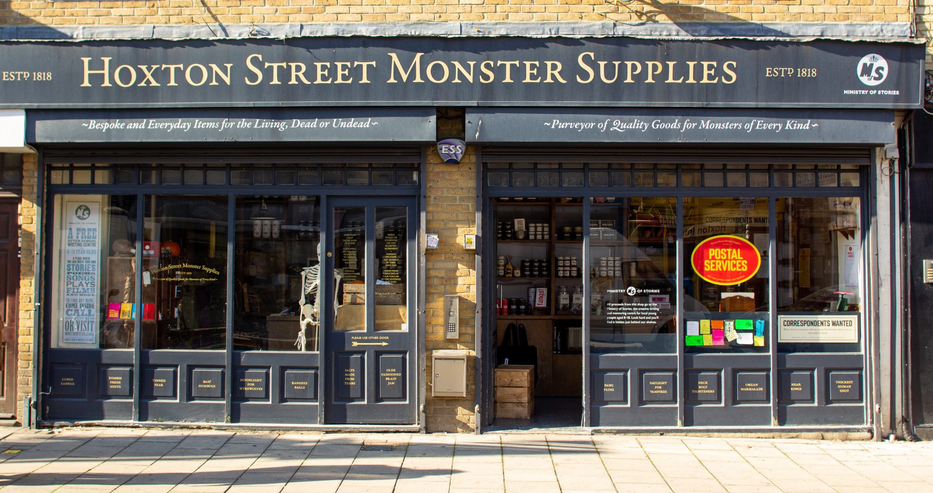 Shop front of Hoxton Street Monster Supplies