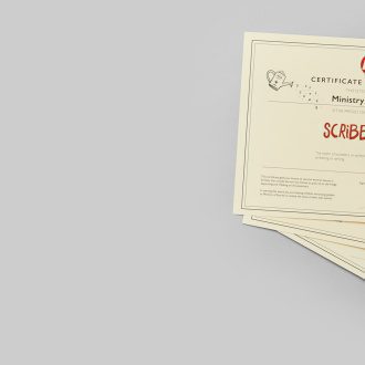 Wax sealed certificate featuring the word Scribbledom