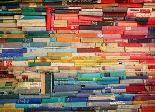 Stacks of colourful books