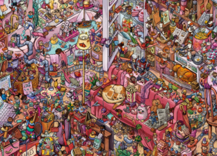 Wonderbly's shrunken universe. A vast, fun and imaginative illustration of a whole world of shrunken objects and people.